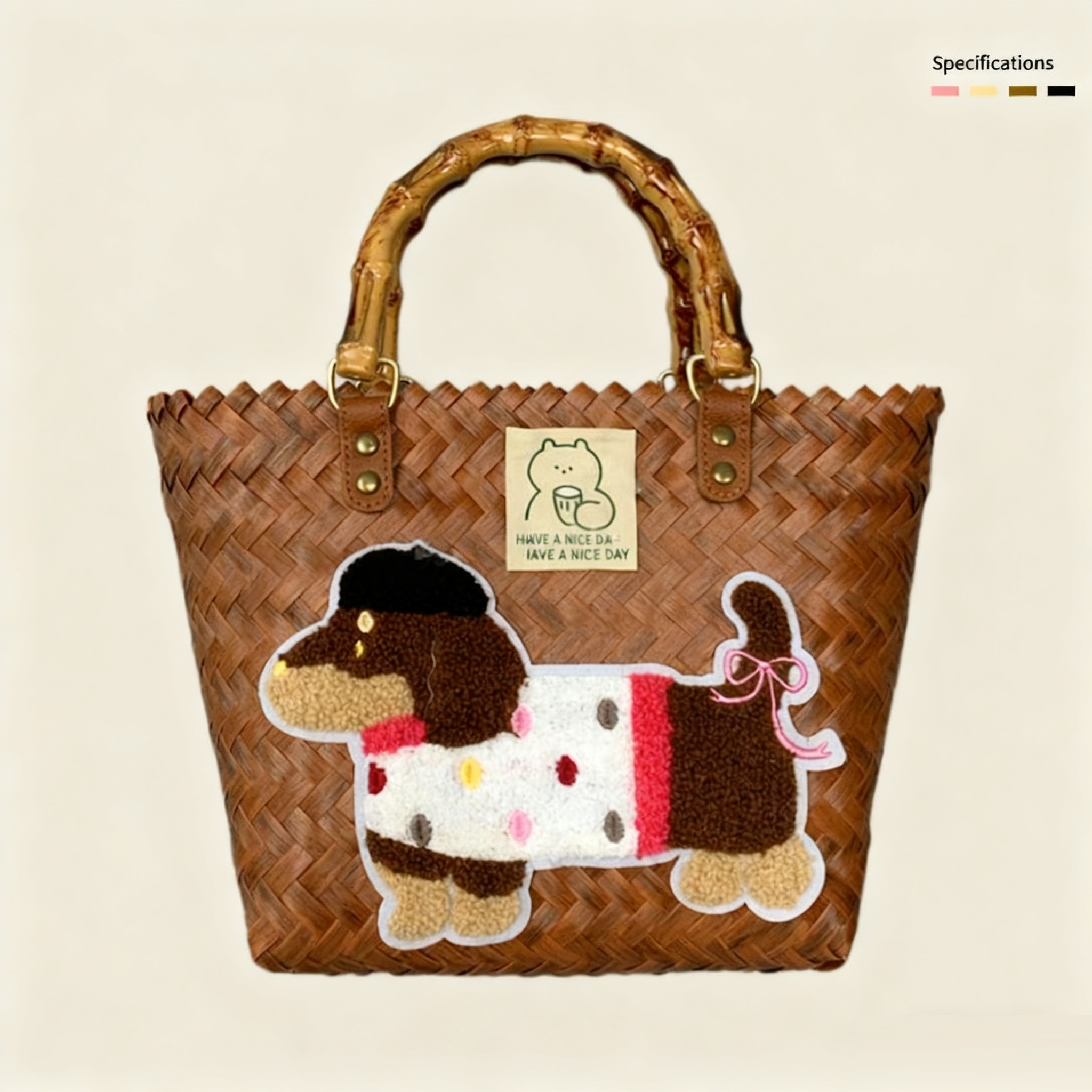 Bamboo Node - Vintage Brown Lady Dog