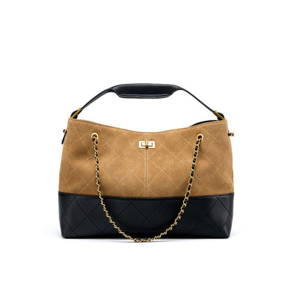 Chain shoulder crossbody leather tote bag suede handbag