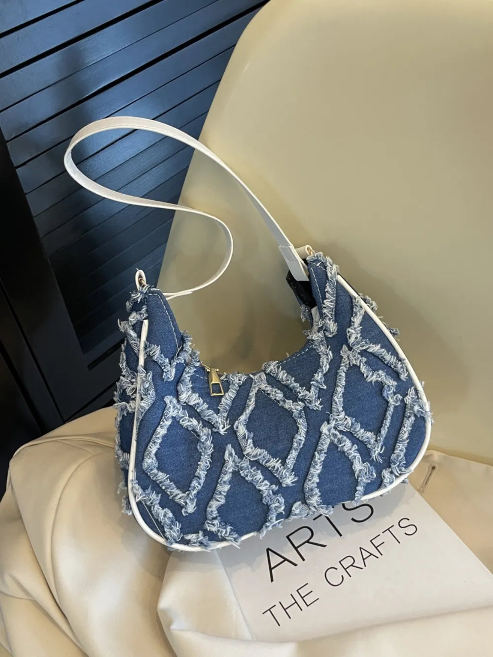 Raw Edge Cloth Shoulder Bag